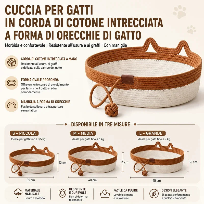 Cuccia Gatto Traspirante con Tiragraffi in Corda