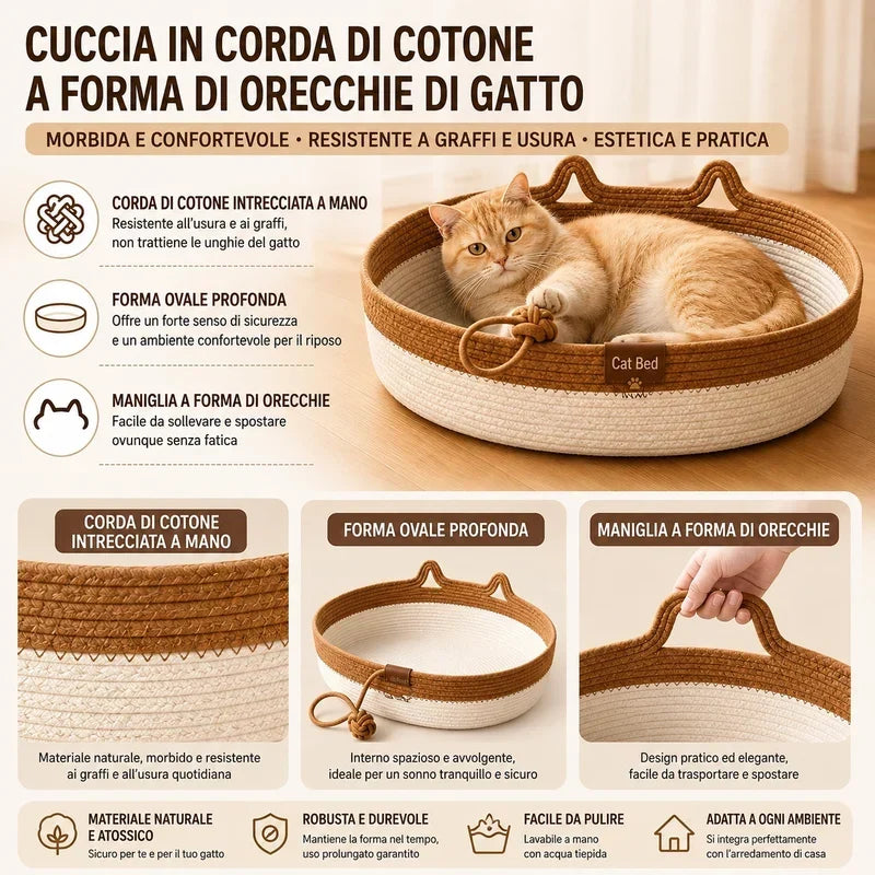 Cuccia Gatto Traspirante con Tiragraffi in Corda