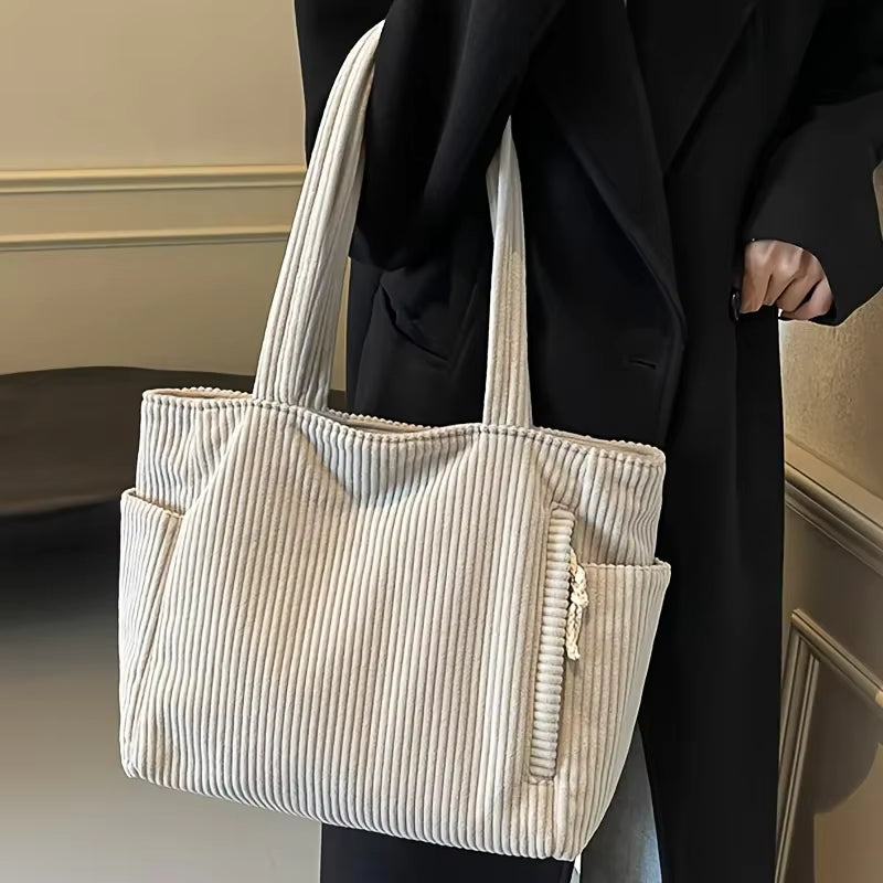 Borsa in Velluto a Coste Capiente e Pratica